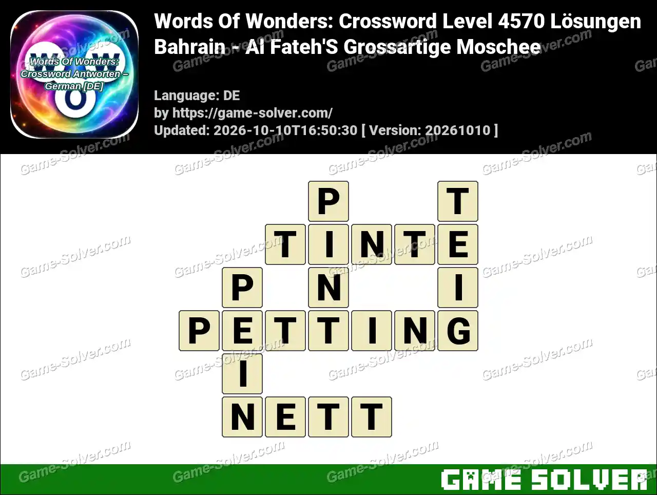 Words Of Wonders: Crossword Level 4570 Lösungen – Bahrain – Al Fateh’S Grossartige Moschee